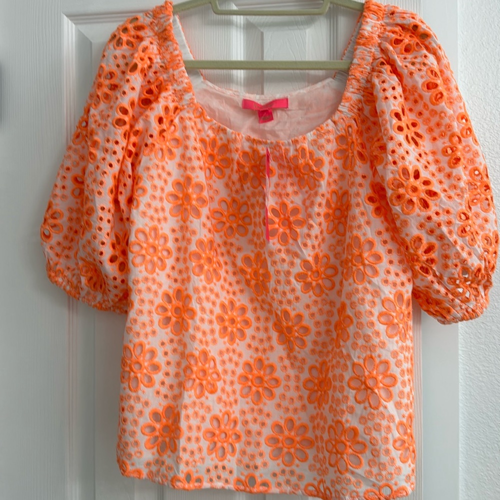 Lilly Pulitzer Kerrigan elbow sleeve Lilly Blouse size M